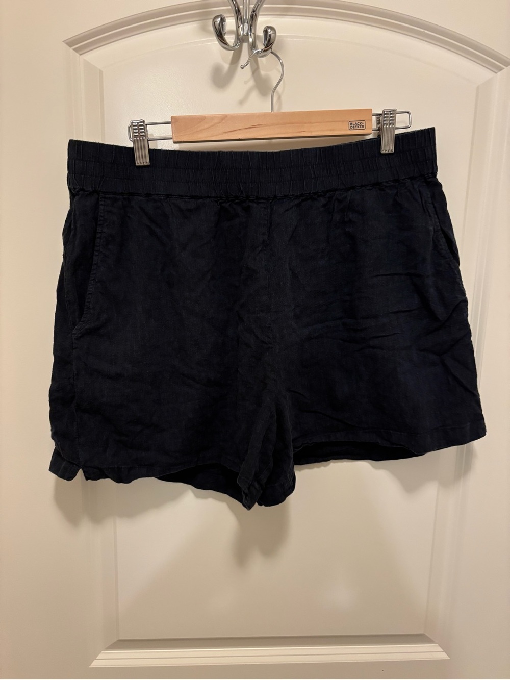 Marine Layer Navy High-Waist Linen Shorts